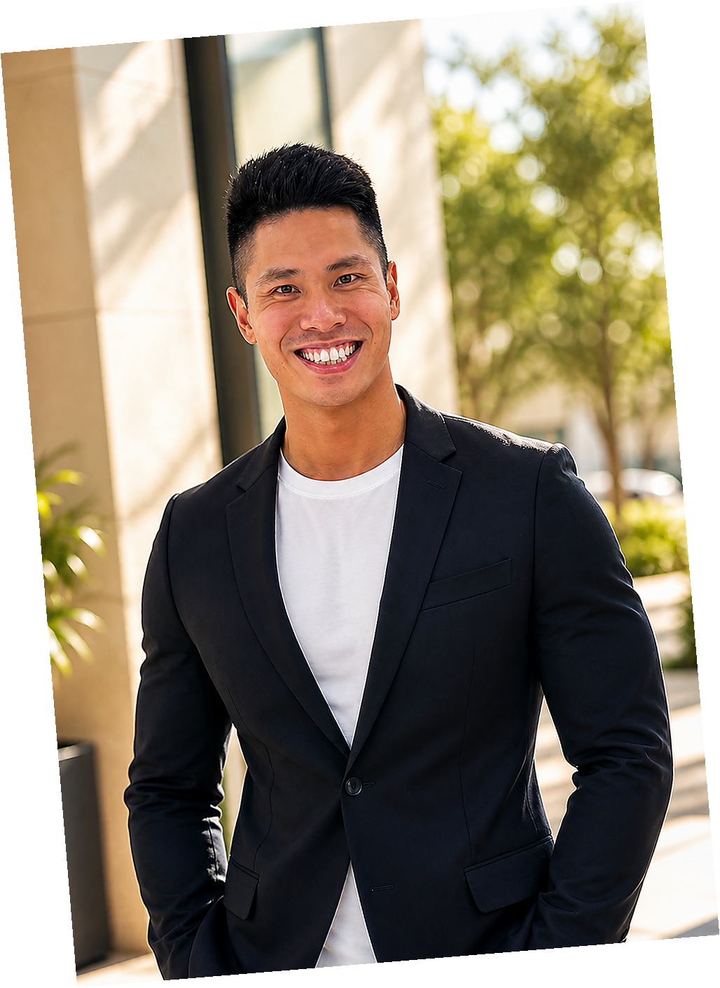 Darian Lim smiling in a black blazer